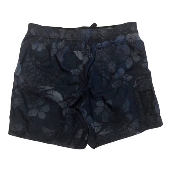 Merona, Dark Navy Blue Floral print, Mens XL Swim Shorts - Picture 2 of 4